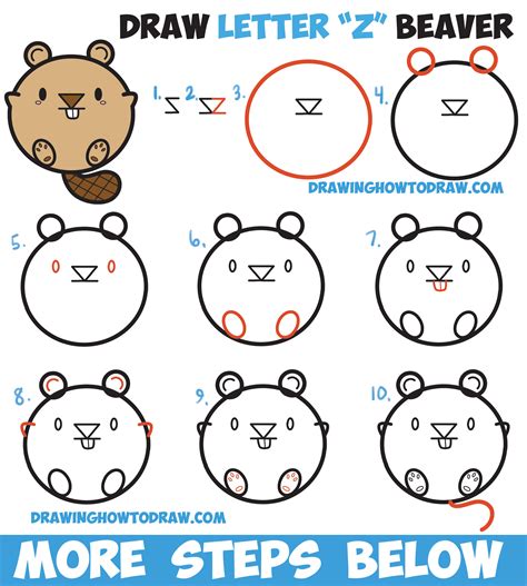 Learn How to Draw a Cute Cartoon Beaver with Letters Easy Step by Step ...