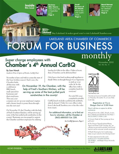 November 2010Forum for Business Monthly by Lakeland Area Chamber of ...