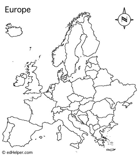 Europe Map Black And White Printable