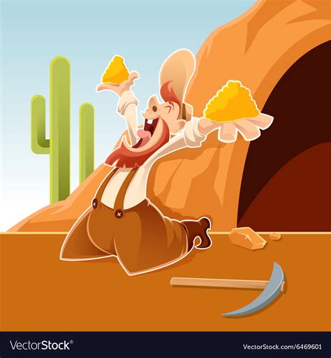 Happy cartoon prospector Royalty Free Vector Image