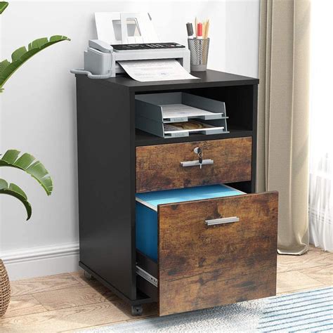 Tribesigns 2 Drawer Mobile File Cabinet with Lock, Wood Modern Filing ...