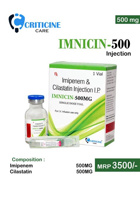 Imipenem 500MG & Cilastatin 500MG Injection IP. Manufacturer | Supplier ...