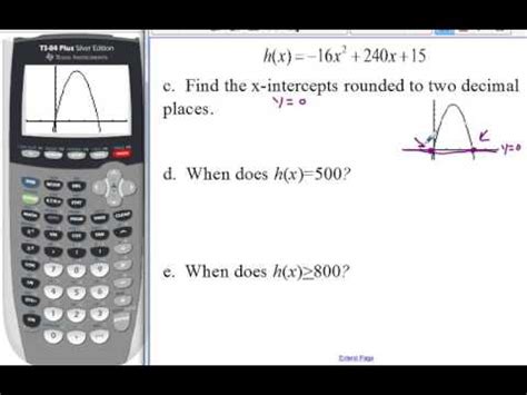 Answering parabola questions using graphing calculator - YouTube