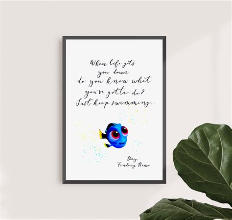 Inspirational Quote Print Just Keep Swimming When Life Gets - Etsy UK