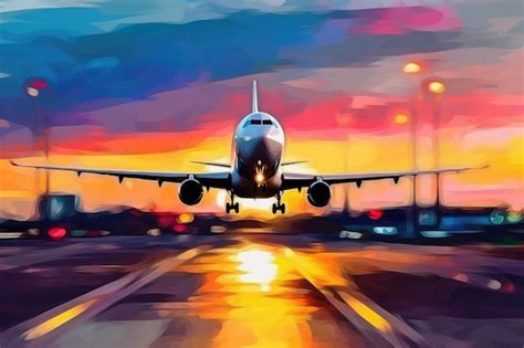 Premium AI Image | Abstract art Colorful painting art of a modern airplane