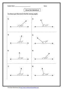 Linear Pair Worksheet Worksheet for 9th - 11th Grade | Lesson Planet