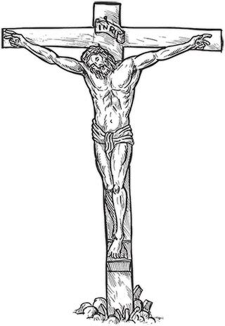 black and white clipart jesus with cross png - Clipground