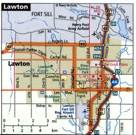 Lawton city road map for truck drivers area town toll free highways map ...