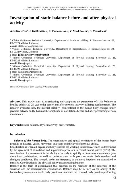 (PDF) Investigation of static balance before and after physical activity