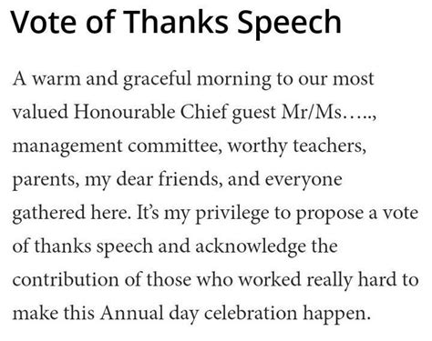 Vote Of Thanks Speech For Sports Day In College - Sulslamoc