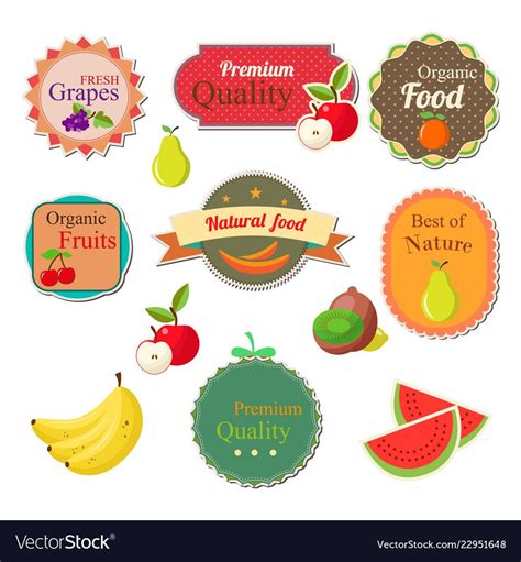 Collection of fresh fruit labels badges and Vector Image Fruit Labels ...