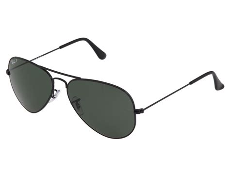 Ray-ban Aviator Polarized 58mm in Black (Black/Natural Green Polarized ...