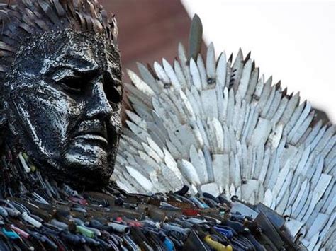 'Knife Angel' sculpture made of confiscated weapons unveiled in Liverpool