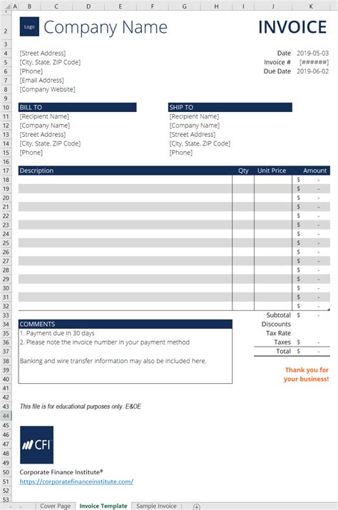 18+ Invoice Template On Excel PNG * Invoice Template Ideas