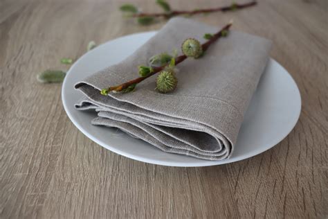 Linen Dinner Napkin Set of 4 8 12, Natural Linen Napkin, Pure Linen ...