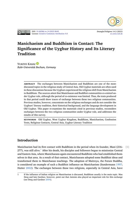 (PDF) Manichaeism and Buddhism in Contact: The Significance of the ...