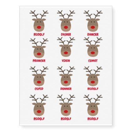 Santa's reindeer names temporary Christmas tattoos | Zazzle