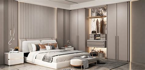 Modern Luxury Light Grey Bedroom Wardrobe Design | OPPEIN