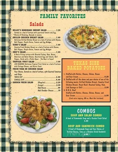 Online Menu of Kelley's Country Cooking, Pasadena, TX