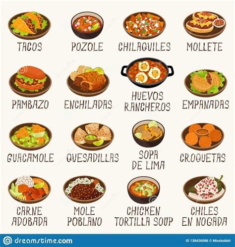 Mexican Food Vector Illustration Set Stock Vector - Illustration of ...