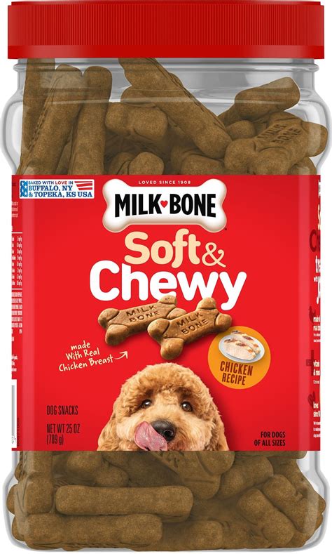 Milk-Bone Soft & Chewy Chicken Recipe Dog Treats, 25-oz tub - Chewy.com