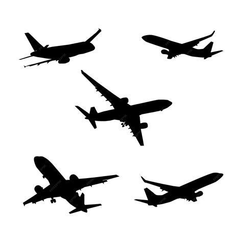 Premium Vector | Plane black white silhouette vector