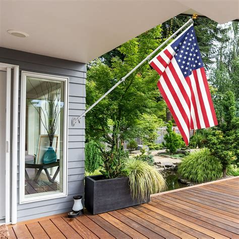 Costway American Flag Kit Wall Mount 6 Ft Spinning pole 3'x5' US Flag ...