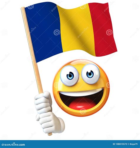 Emoji Holding Romanian Flag, Emoticon Waving National Flag of Romania ...