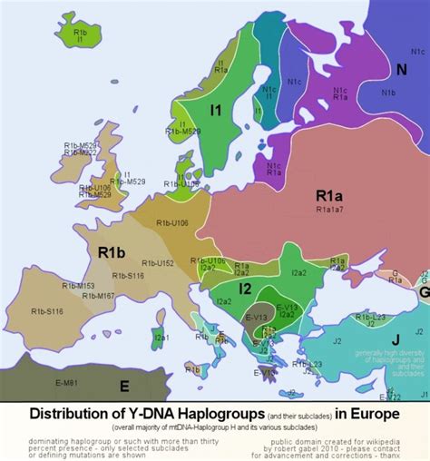 Distribution of Y-DNA haplogroups in Europe and surrounding areas | Map ...