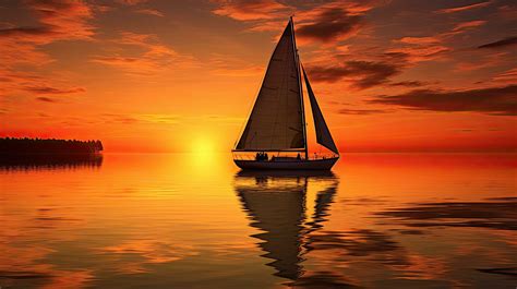 Sunset reflection of a sailing boat in water 27104750 Stock Photo at ...