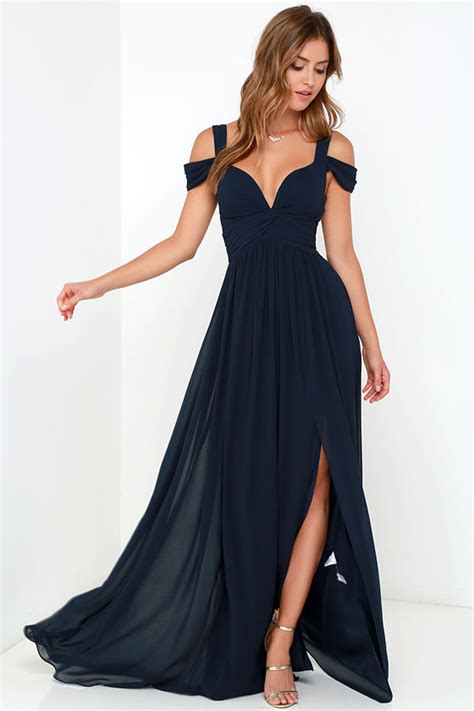 Elegant Navy Blue Dress - Maxi Dress - Cocktail Dress - Prom Dress ...