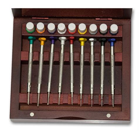 EURO PREMIUM Watchmakers hardened watch screwdrivers set wood case ...