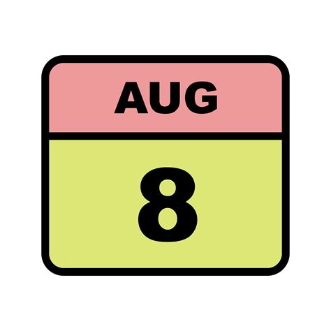 August 8th Date on a Single Day Calendar 497178 Vector Art at Vecteezy