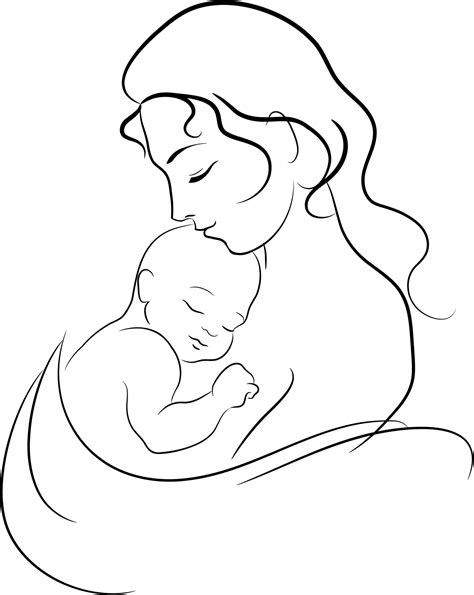 Drawing On Mom With Baby - ClipArt Best