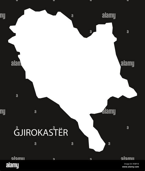 Gjirokaster Albania map black inverted silhouette illustration Stock ...