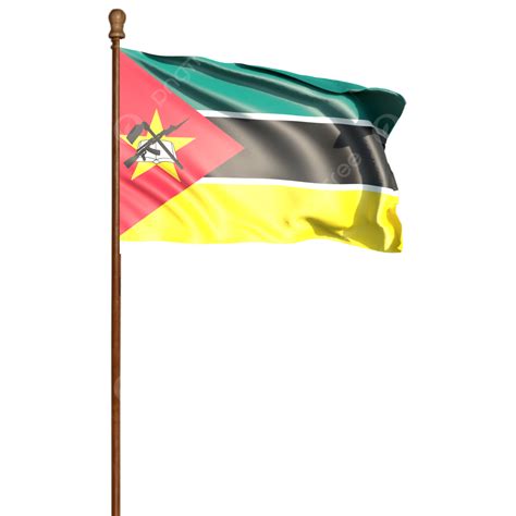 Mozambique Flag With Pole, Mozambique Flag With Pole Transparent ...