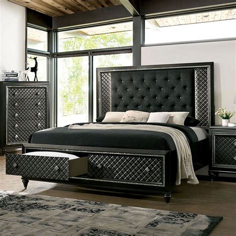 Furniture Of America Demetria Metallic Gray Diamond Glam Style King Bed ...