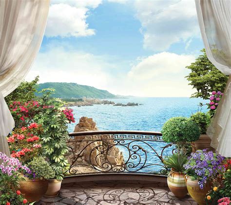 Italian Balcony Wallpaper Wallmural | Evershine Wall