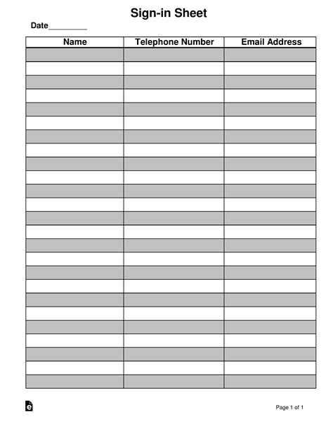 Free Attendance Guest Sign In Sheet Template Pdf Word Eforms | The Best ...