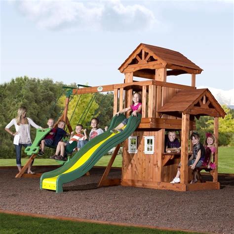 Backyard Discovery Saratoga Residential Wood Playset in the Wood ...