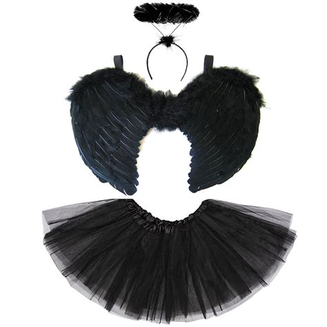 Buy Black Angel Wings and Halo Adult Dark Angel Costume - Black Wings ...