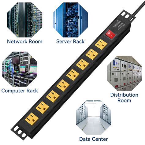 Rack Mount Power Strips, 1U Rack Mount PDU Power Strip Surge Protector ...