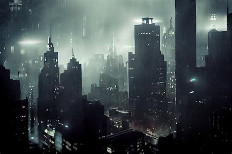 Premium Photo | Rainy cityscape dark mood generative ai generative ai