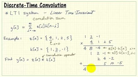 Discrete-time convolution sum and example - YouTube