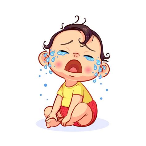 Cartoon Sitting Crying Little Baby Boy | Baby illustration, Crying ...