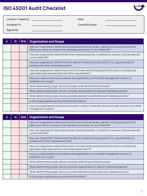 Iso 45001 Audit Checklist | Xenia Templates