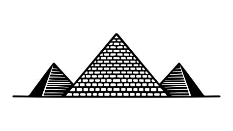 Pyramid ancient building black and white vector illustration simple ...