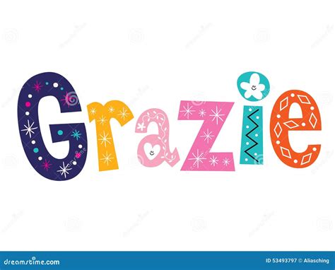 Grazie Thank You Thanks In Italian Vector Illustration | CartoonDealer ...