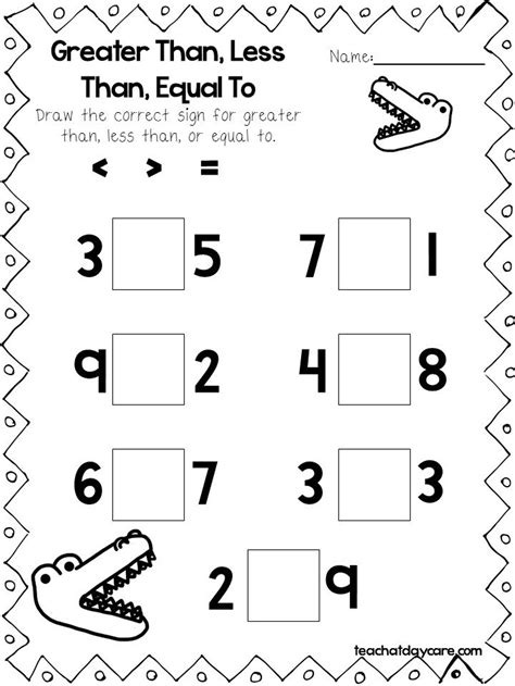 30 Printable Greater Than Less Than Equal to Worksheets. - Etsy