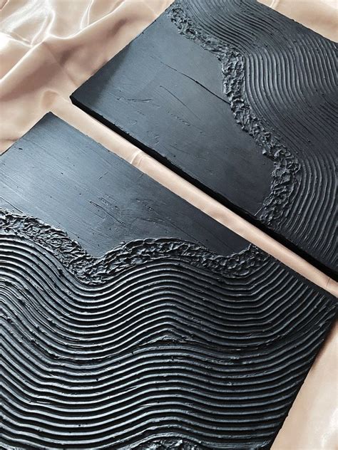 WAVY Minimalist Wall Art Plaster Art Matte Black Textured - Etsy | Diy ...